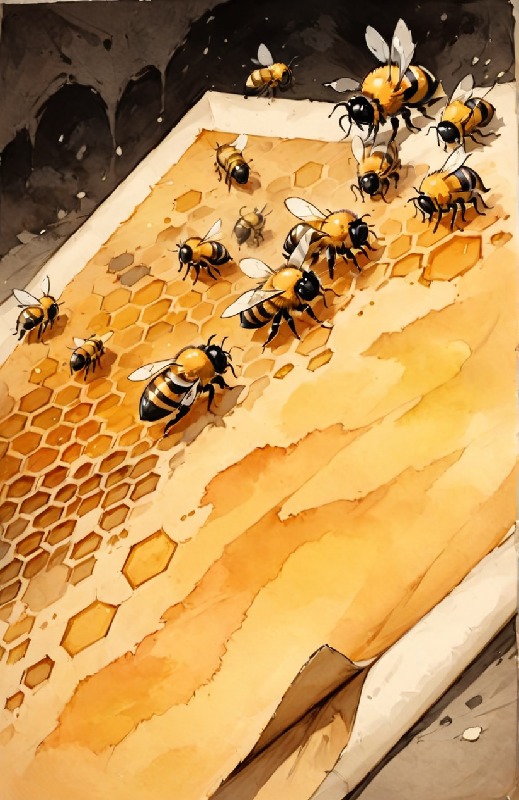 Honey bees on a honeycomb